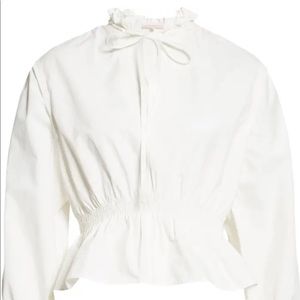 Rebecca Taylor Poplin White ruffle top